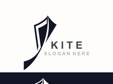Kite logo design, flying paper kite Flat illustration vector company template