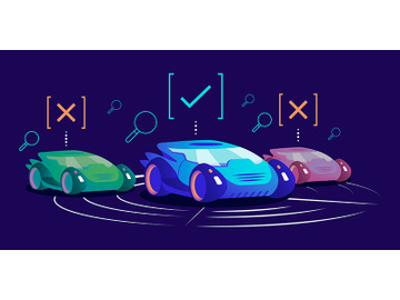 Usual and driverless cars flat color vector illustration preview picture