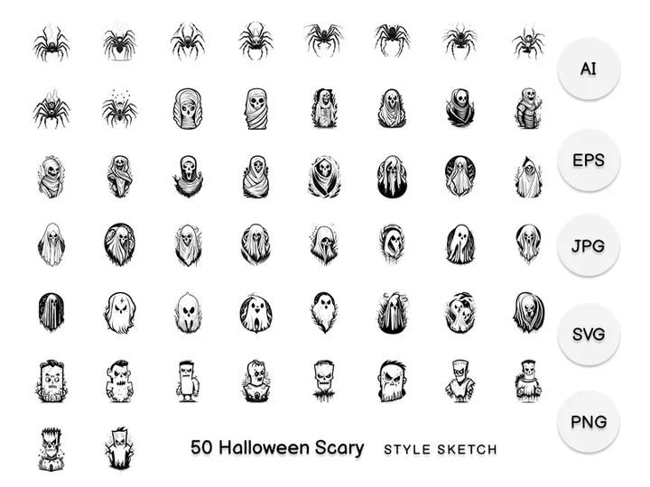 Halloween Scary Element Draw Black
