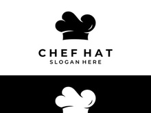 Chef hat logo for restaurant, cafe and online food delivery. Logo with vector design.