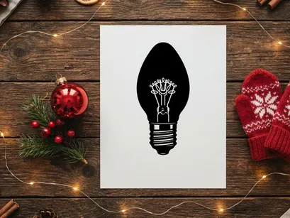 Black and white silhouette of a classic incandescent light bulb icon