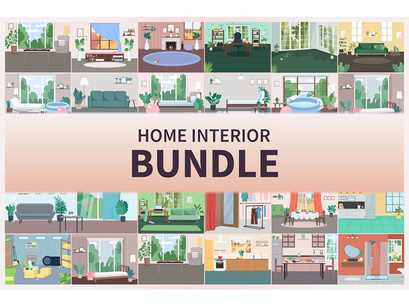 Home interior illustrations bundle