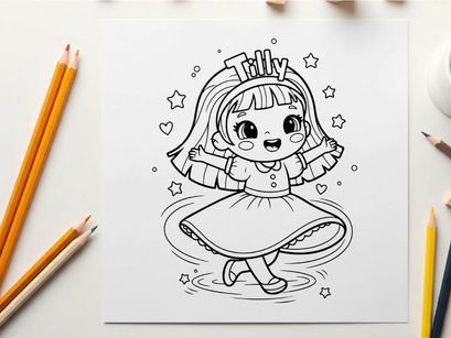 Cute girl hula hoop happy crown vector illustration