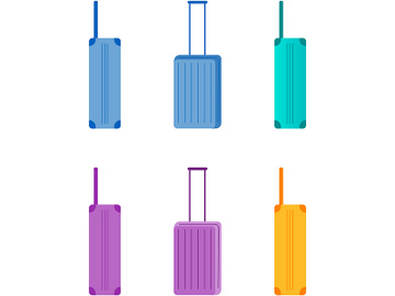 Colorful suitcases flat color vector object set preview picture