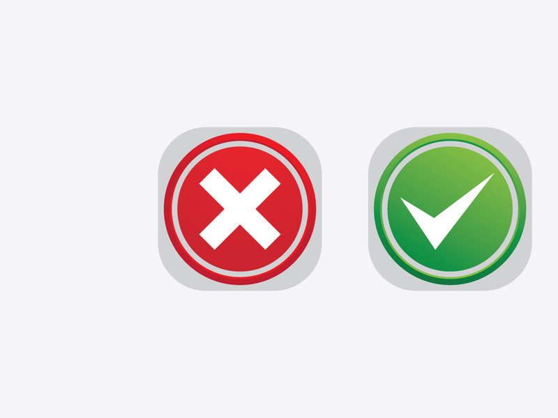 Icon X and tick vector