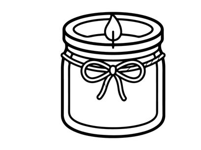 Ícone de vela aromatizada em um frasco de vidro. Ilustração minimalista em linha de uma vela acesa.