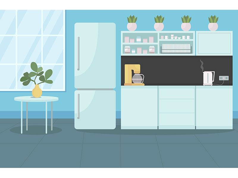 Corporate canteen flat color vector illustration