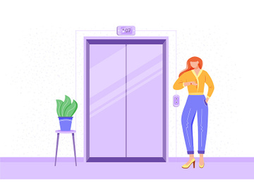 Employee in office hall flat vector illustration preview picture