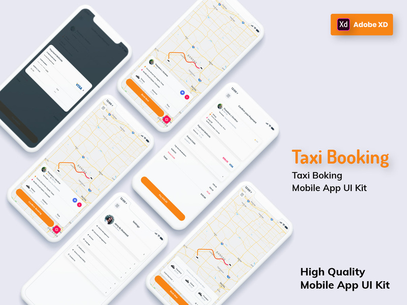 Taxi Booking Mobile App Light Version (XD)