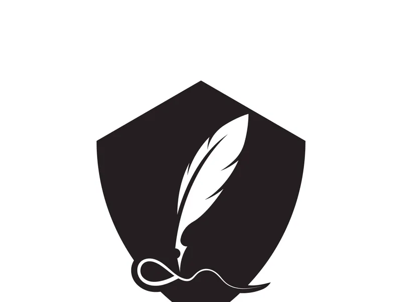 Feather quill design icon and logo illustration classic stationery