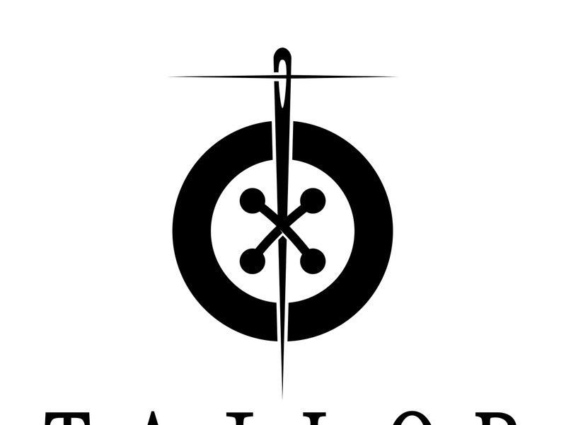 tailor logo icon illustration template combination of buttons for clothes, thread and sewing machine, for clothing product design, convection companies, fashion in vector form