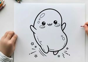 Cute ghost hugging heart vector illustration flat design