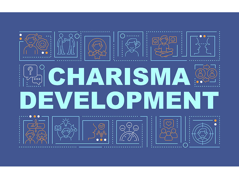 Charisma development word concepts blue banner