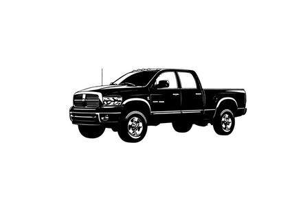 Silhouette of a black pickup truck with chrome accents