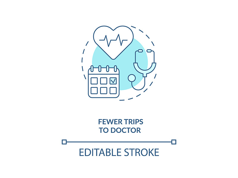 Fewer trips to doctor concept icon