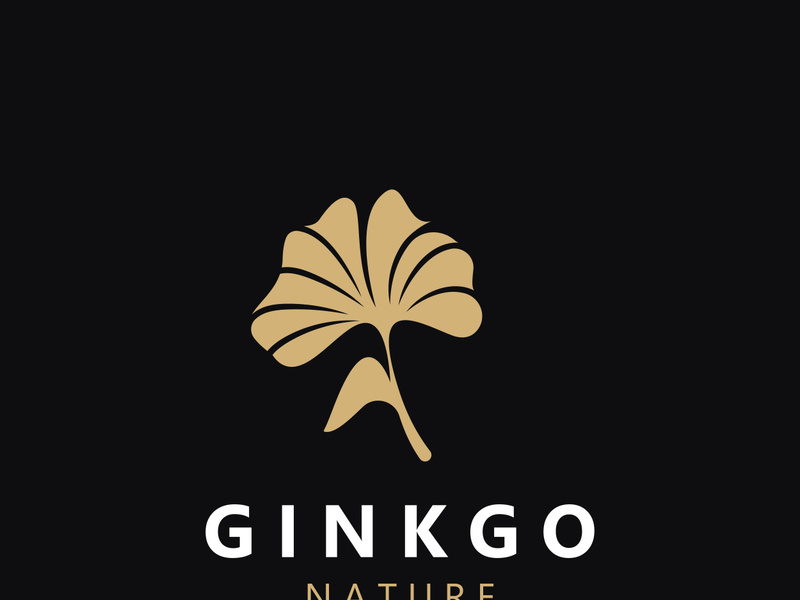 Ginkgo leaf biloba logo nature. Healthy ingredient that is used in medicine for disease treatment with line art style design