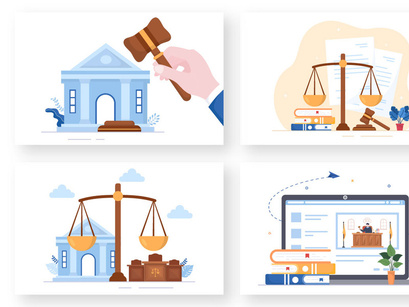13 Court with Law and Justice Illustration