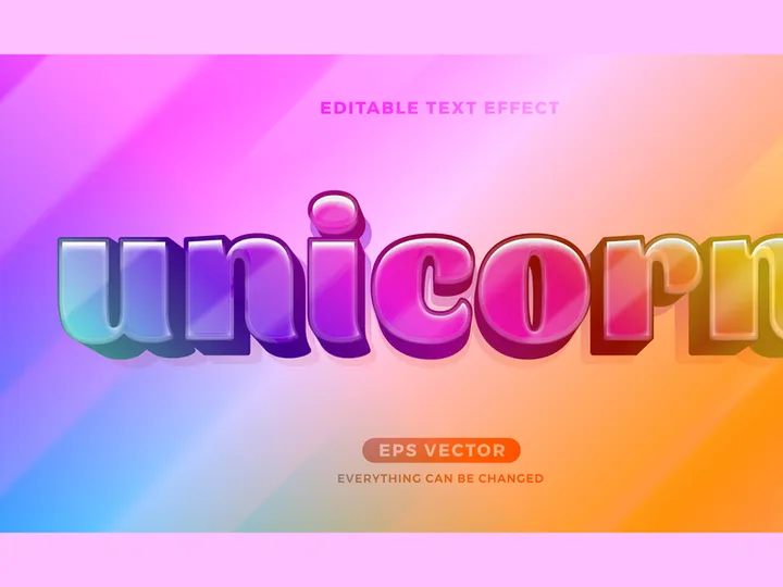 Unicorn editable text effect style vector