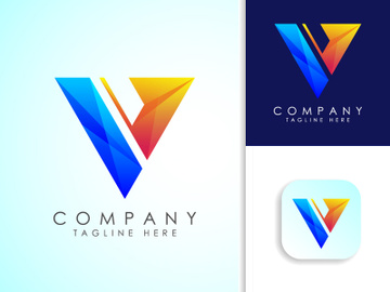 Letter V gradient color logo design template. Graphic alphabet symbol preview picture