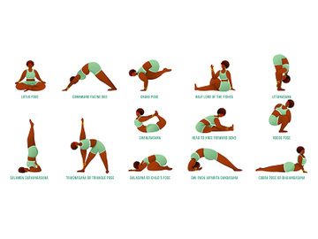 Yoga poses flat vector illustrations set preview picture