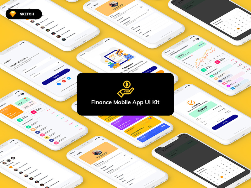 Finance Mobile App Template UI Kit Light Version (SKETCH)