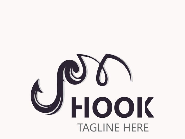 Hook Fishing logo simple and modern vintage rustic vector design style template illustration