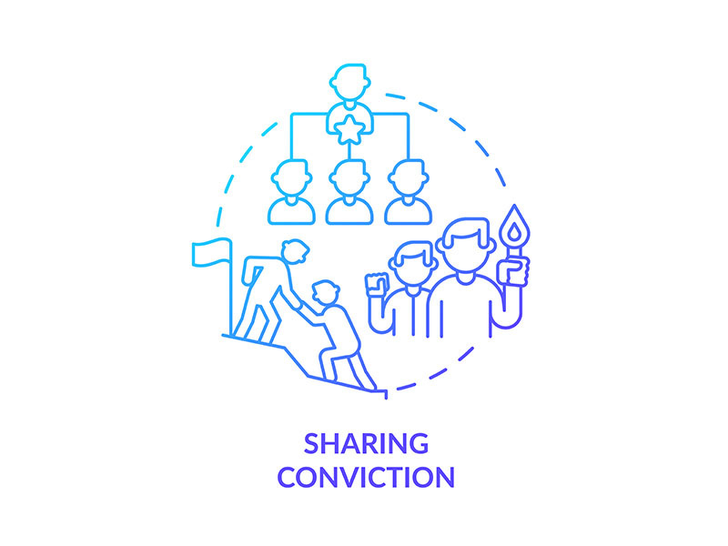 Sharing conviction blue gradient concept icon