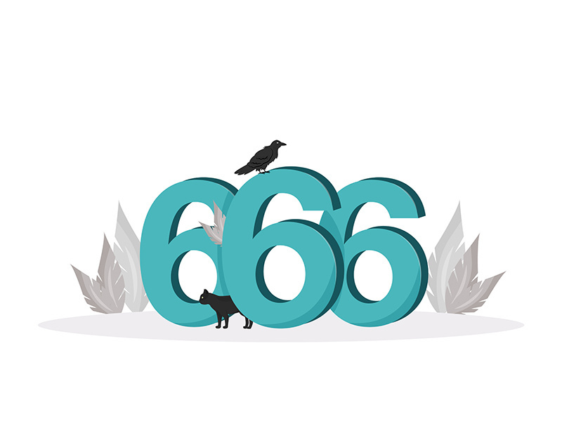 Number of the beast flat concept vector illustration