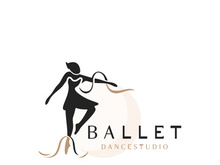 Ballet Dance studio logo design. Silhouette of a girl Dancing class abstract figure illustration