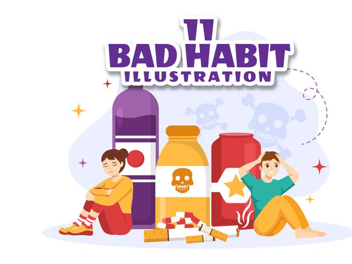 11 Bad Habit Vector Illustration