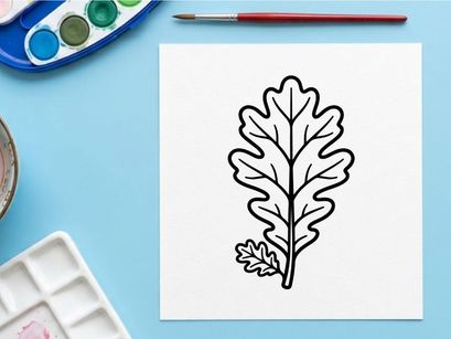 Close-up dari daun ek pada latar belakang putih. Detail botani alami untuk desain dan penggunaan edukasi.