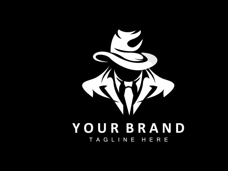 Mafia Logo Design, Tuxedo Suit Icon, Vector Businessman, Logo Detective, Brand Label