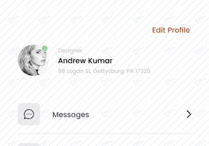 My profile and Logout action screens