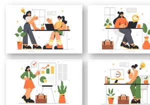 12 Confident Businesswomen Illustration