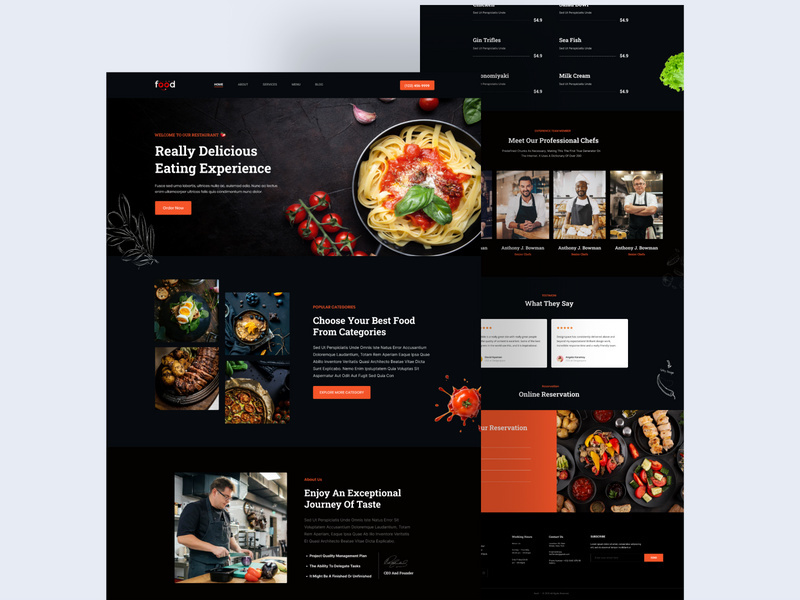 Food Landing Page Design Template