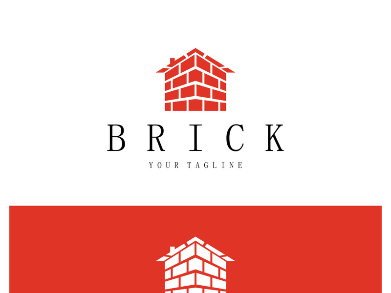 creative brick logo designs for buildings, architectural buildings, civil engineering, building materials shops