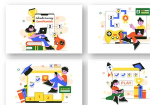 10 Interactive Learning Gamification Illustration