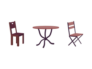 Contemporary cafe furniture flat color vector object set preview picture