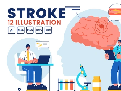 12 Human Brain Stroke Illustration