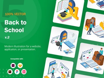 Set of Isometric Back to School illustration v2 preview picture