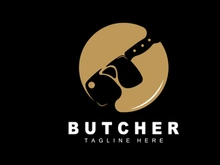 Butcher logo design, Knife Cutting Tool Vector Template, Product Brand Illustration