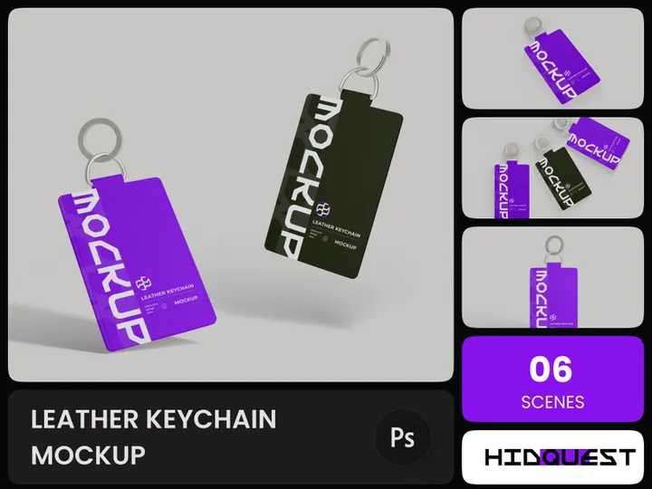 Leather Keychain Mockup