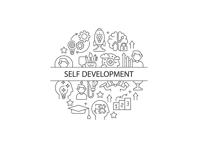 Self development linear concept layout with headline