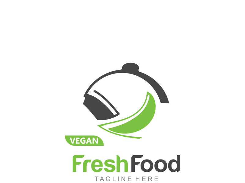 Fresh food logo healthy product badge or label food and drink market, vegan, nature organic premium quality design