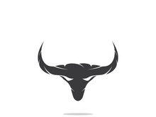 Retro vintage bull head horns logo.