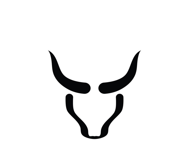 Retro vintage bull head horns logo.