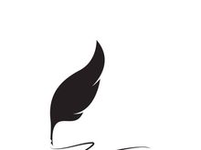 Feather quill design icon and logo illustration classic stationery