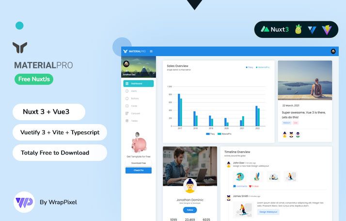 MaterialPro Free NuxtJs Admin Dashboard Template