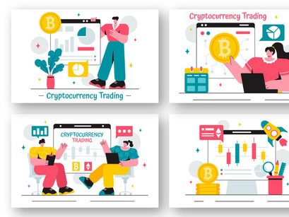 12 Cryptocurrency Trading and Blockchain Illustration