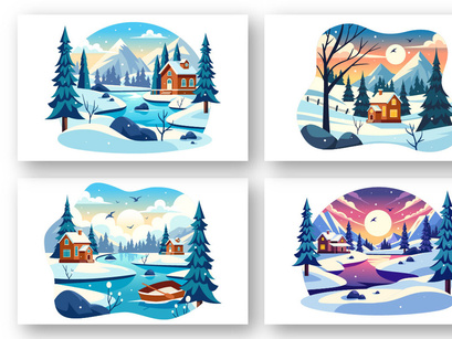 9 Charming Winter Village Illustration